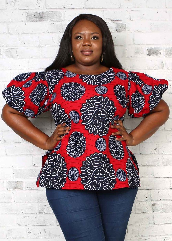 Red african top. Red top. african clothes for women