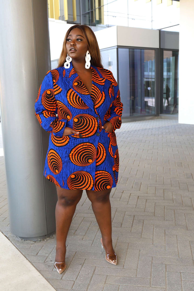 Blue African Dress Blazer for Women- African Dresses - Kejeo Designs L Blue African Dress Blazer for Women- African Dresses - Kejeo Designs L
