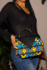 African shoulder bag, African bag. African bag with handle. blue bag