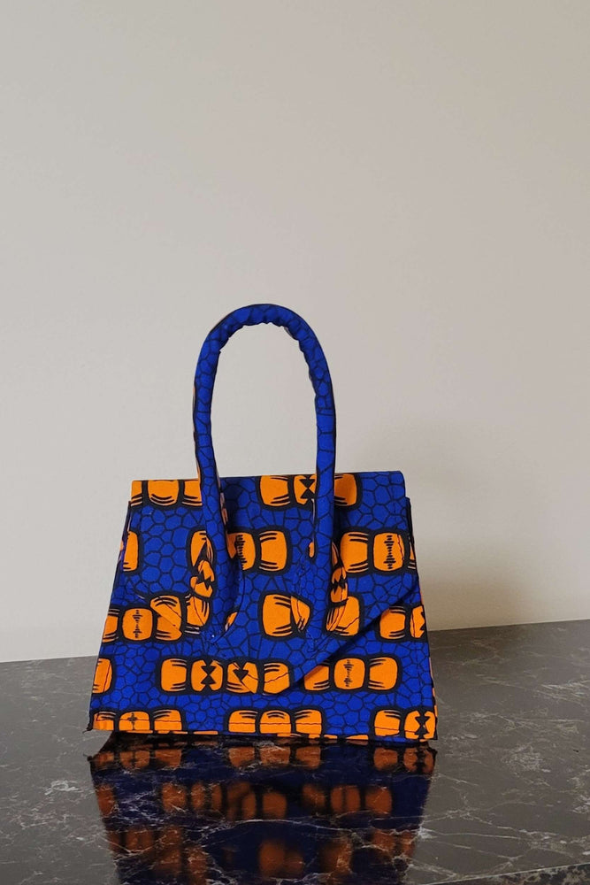 african bag. blue and orange african bag. mini bags for women.