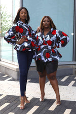 African blouses. African top. Wrap top for women. Exaggerated sleeves tops. Floral tops