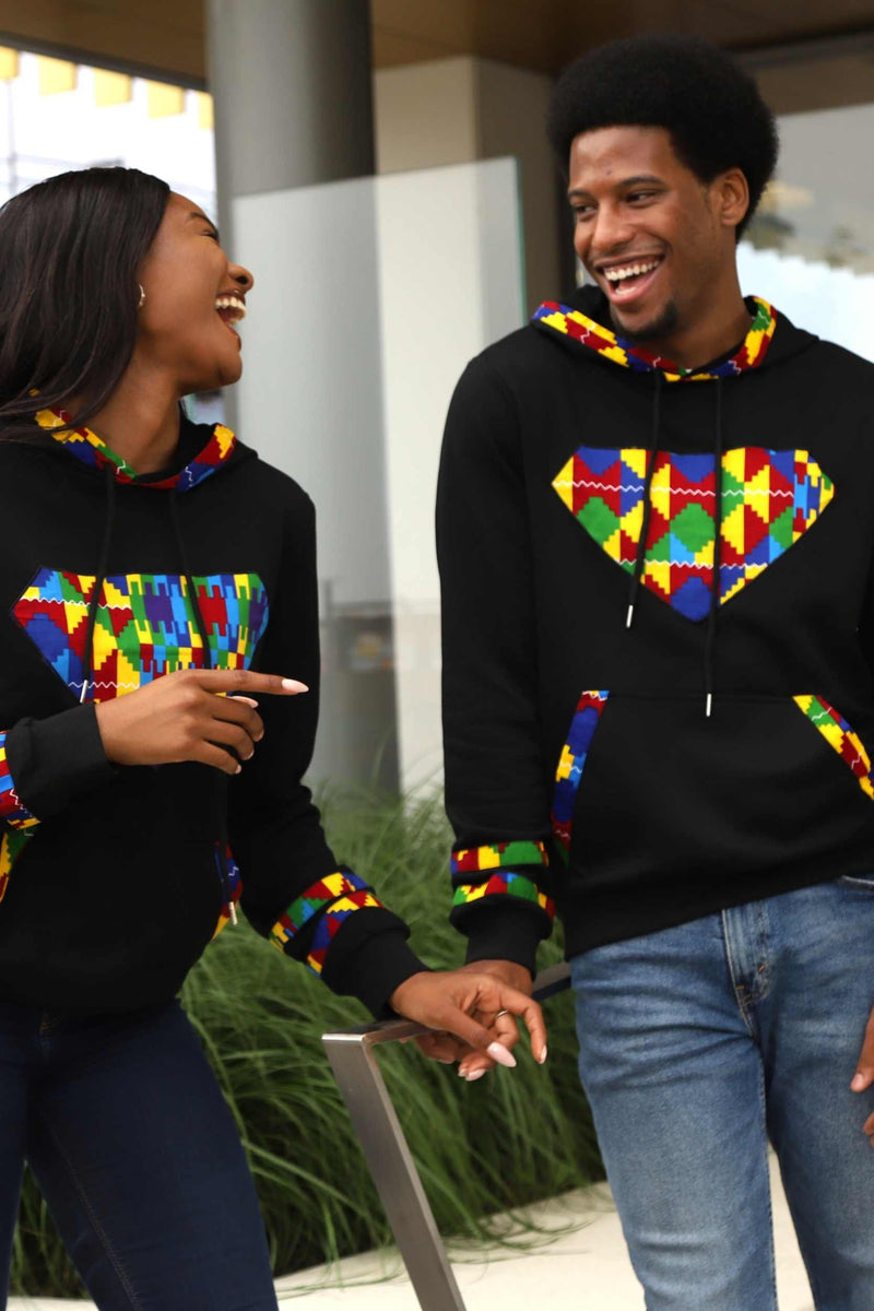 EBI African Print Unisex Pullover Hoodie Sweatshirt - KEJEO DESIGNS