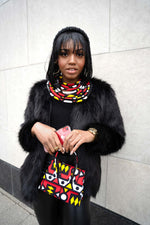 african crew necklace with matching african bag. Fashion jewelry and bag