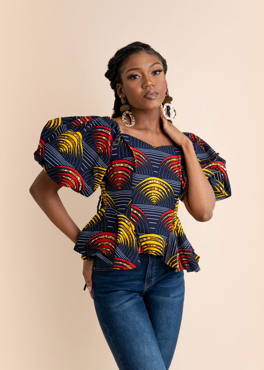African Print Sleeve Blouse For Ladies - KEJEO DESIGNS