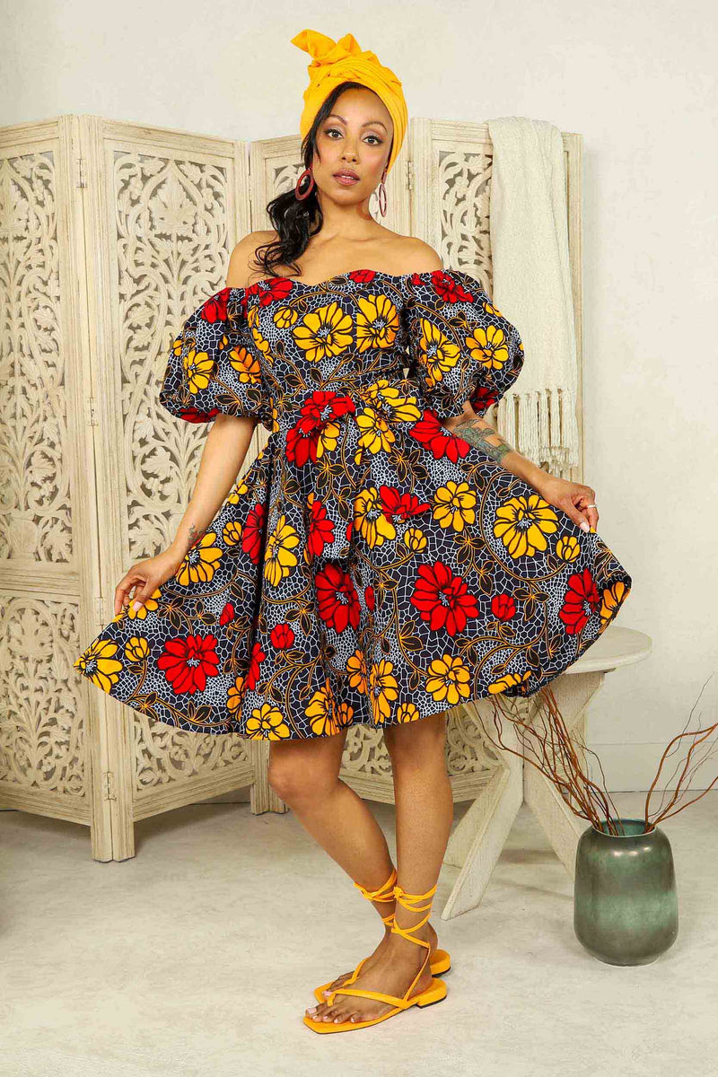 RACHELLE African Print mini Dress