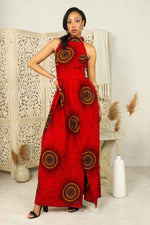 African dress. red african maxi dress for women