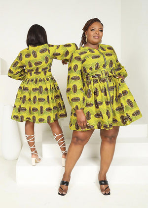 green dress, midi dress, African dresses, african dress, african clothing, ankara dress, african print clothing