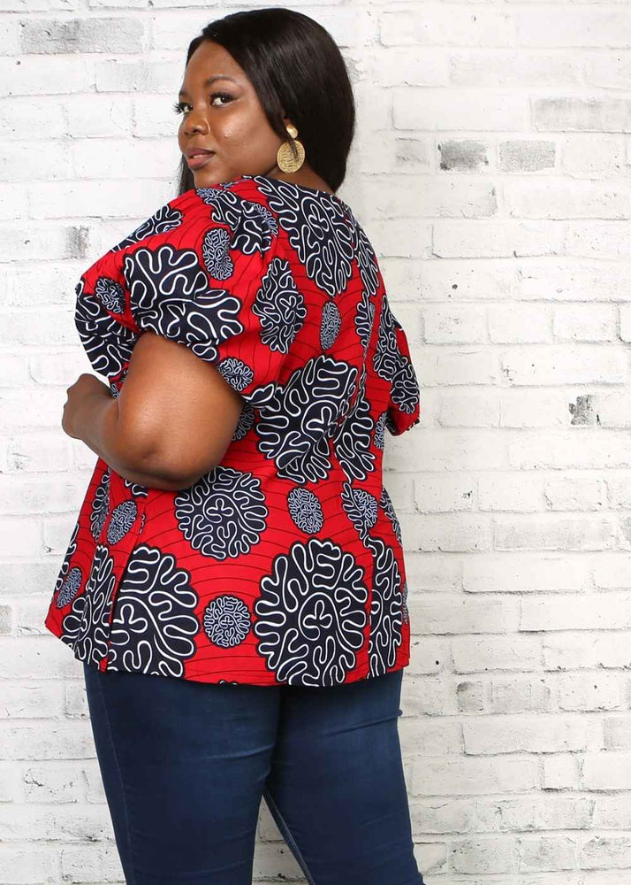 red top for women. plus size top. african top. african shirt.