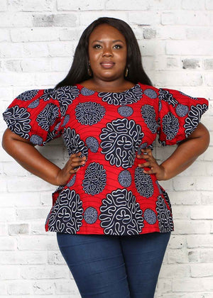 
            
                Load image into Gallery viewer, Red african top. Red top. african clothes for women
            
        