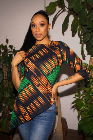 
            
                Load image into Gallery viewer, Green top. Printed top. African print top. Summer top. Casual top for women.
            
        