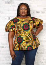 yellow top for women. plus size top. african top. african shirt.