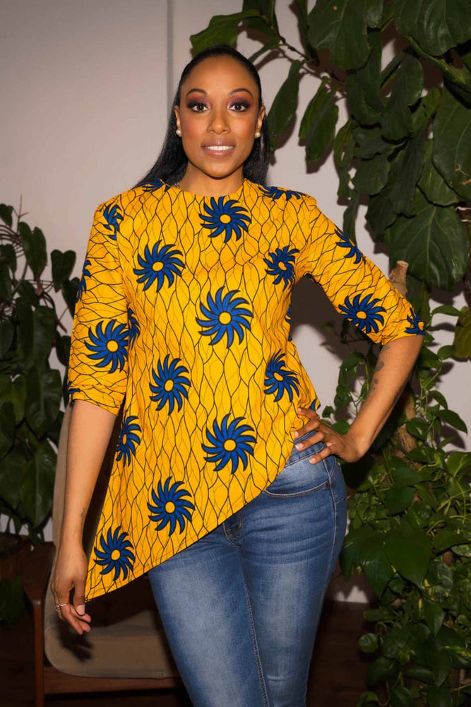 
            
                Load image into Gallery viewer, yellow tops for women. Summer top. Yellow outfit. African attire. Yellow African top.
            
        