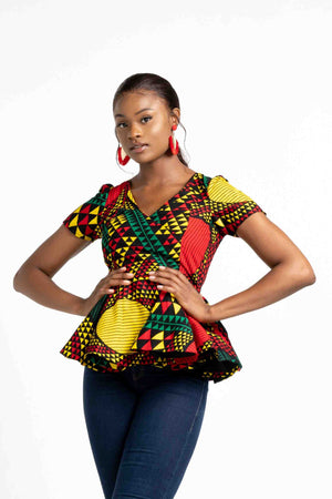 
            
                Load image into Gallery viewer, Red peplum tops womens. Peplum tops womens. African top. Cocktail outfits. casual tops womens.
            
        