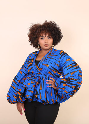 
            
                Load image into Gallery viewer, Long sleeve tops for women. african clothing for women. red blouse for women. Wrap top for women. african tops
            
        