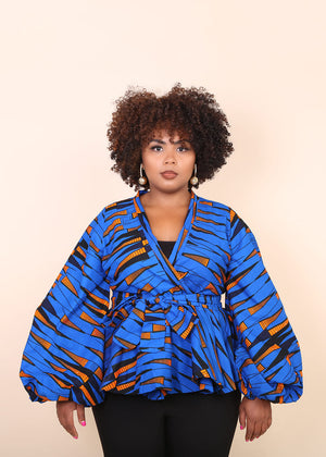 African Print Sleeve Blouse For Ladies - KEJEO DESIGNS