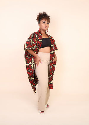 cover up, kimono, african kimono, african print kimono, red kimono, kimono jacket