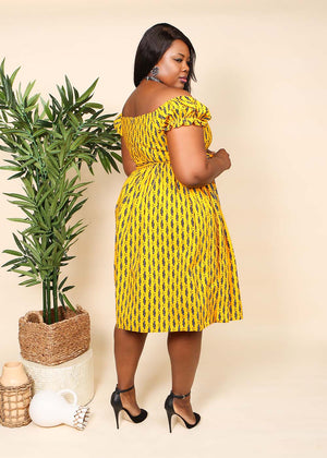 Deija African Print Midi Dress