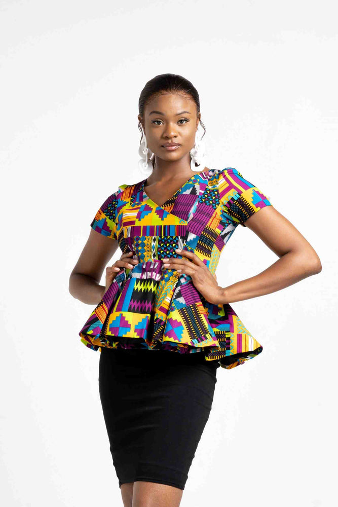 KABIRA African Print Women's Top (Peplum)