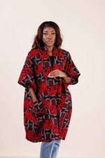 Mid length kimono. Long jacket for women. Red jacket for women. African clothing for women - Kejeo Designs