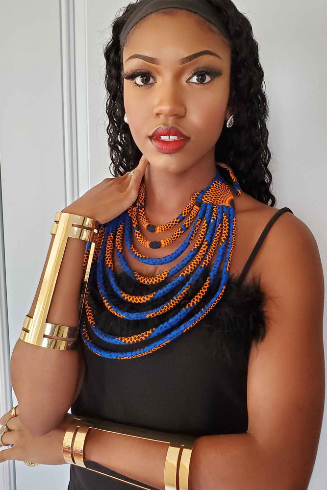 
            
                Load image into Gallery viewer, Morah African Print Layered Necklace
            
        