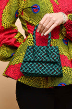 african print handbag. blue handbag. crossbody bag. African mini bag