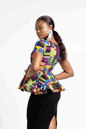 
            
                Load image into Gallery viewer, Purple peplum tops. womens peplum top. cocktail outfits. African tops
            
        