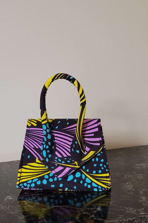african print mini bag. african bag with handle