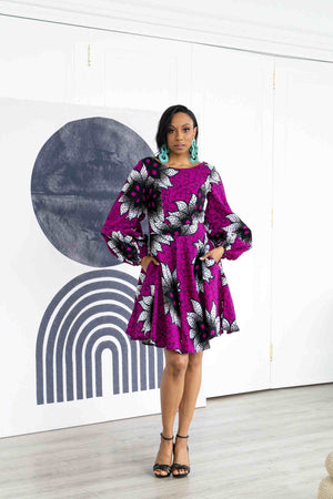 purple african dresses Idera African Print Dress