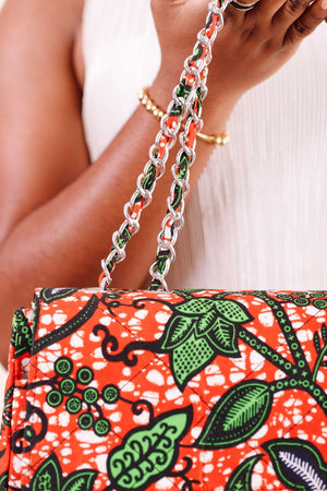 orange bag. orange purse. African bag. Handbag for women.