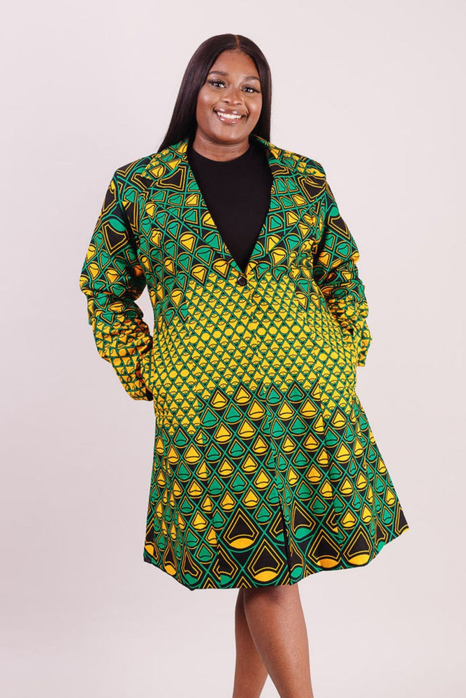 Long sleeve African print jacket for women. Plus size African jacket