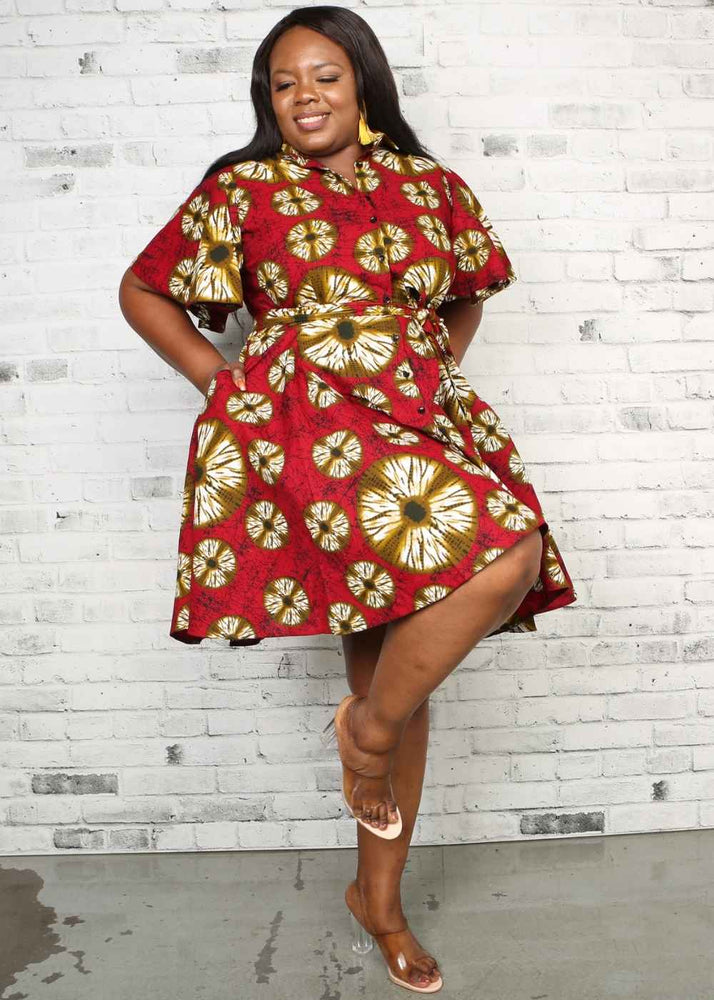 Enola Short Sleeve Flared African Print Dress For Women - African Dres KEJEO DESIGNS Enola Short Sleeve Flared African Print Dress For Women - African Dres KEJEO DESIGNS