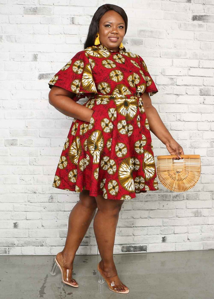 Enola Short Sleeve Flared African Print Dress For Women - African Dress 3XL Enola Short Sleeve Flared African Print Dress For Women - African Dress 3XL