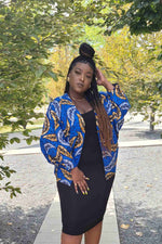 african jacket. Blue kimono for women. Plus size outfit for women.