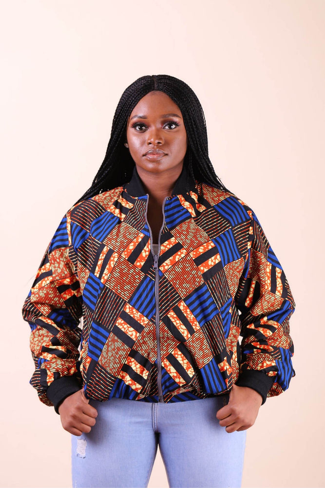 Colorful Bomber Jacket with African prints. African jacket