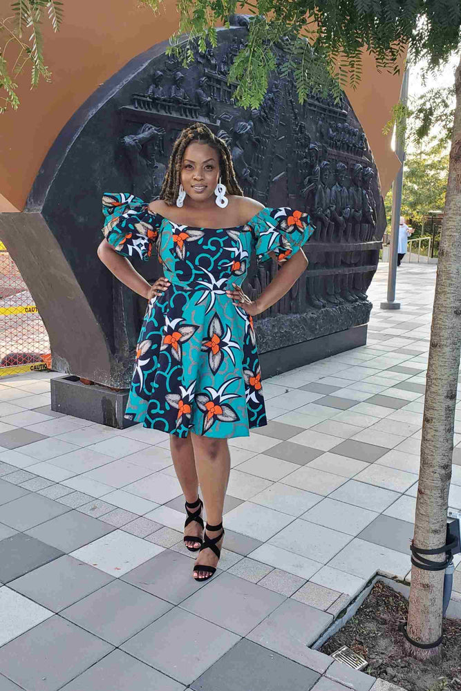 Sally African Print Mini Dress - Eye-Catching Ruffled Sleeves S Sally African Print Mini Dress - Eye-Catching Ruffled Sleeves S