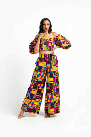 Girls Multicolor Crop Top And Palazzo Set With Shrug