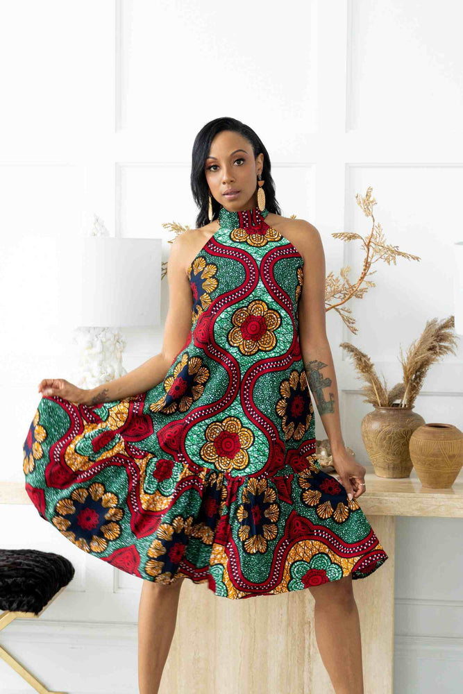 Ankara Halter Neck Top MERA African Short Dresses- African Dresses