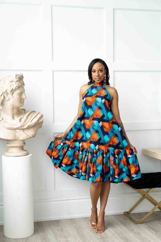 AINA African Print Midi Women' Dress (Haltered Neck)