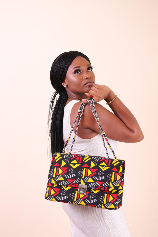 
            
                Load image into Gallery viewer, bags with chain. Double chain bags. African bag. African fashion bag
            
        