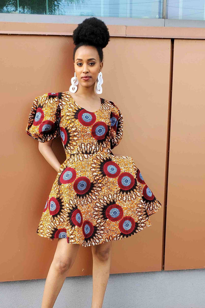 Kemi African Print mini Dress (Orange) - Kejeo Designs KEJEO DESIGNS Kemi African Print mini Dress (Orange) - Kejeo Designs KEJEO DESIGNS