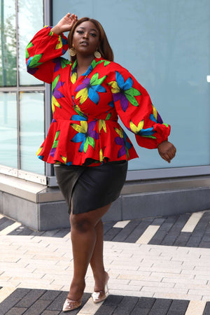 Red tops for plus size. Floral tops for plus size. Big girls tops. African clothing.