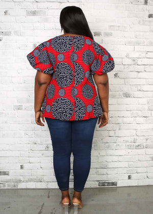 red top for women. plus size top. african top. african shirt.