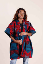 Red and Blue Jacket. Red and Blue Kimono. African kimono. African women. African clothing for women. African tops for women.