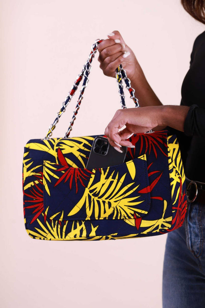 Blue bags. floral bags. quilted bags. African bags. African print bags. Women's handbags