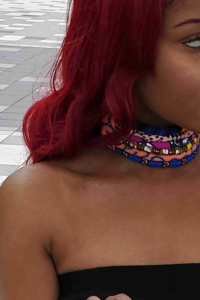 African Print Layered Choker Necklace (6-Layers)