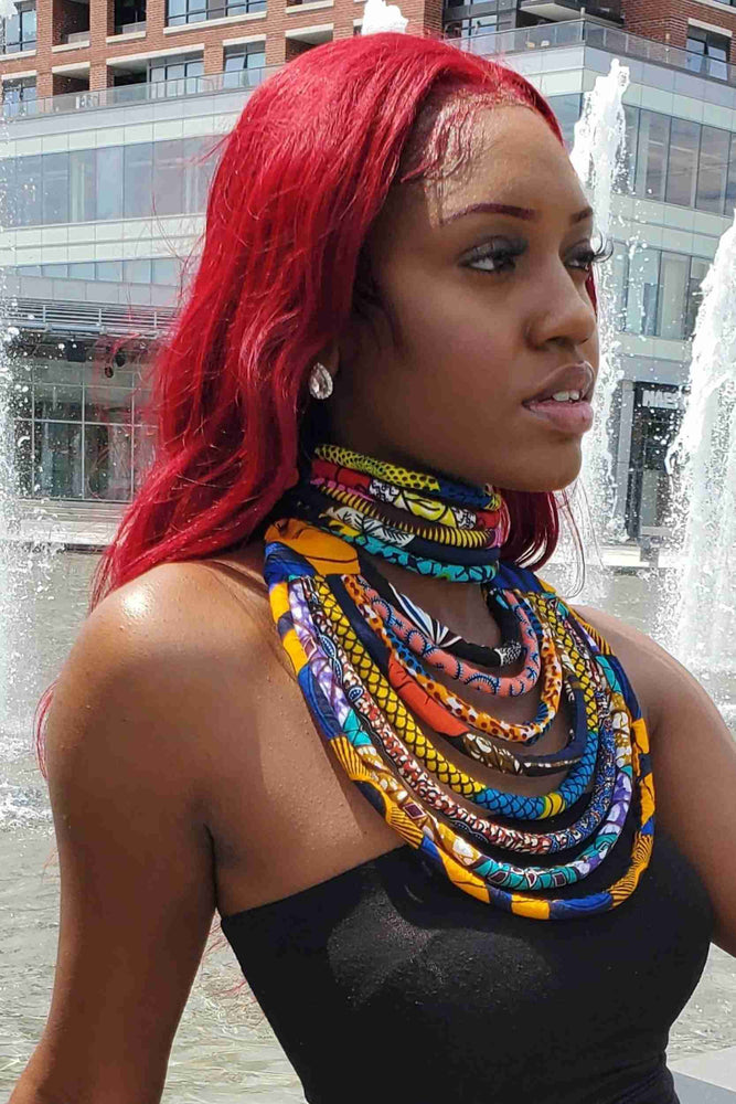 African print rope necklace trendy fabric jewelry