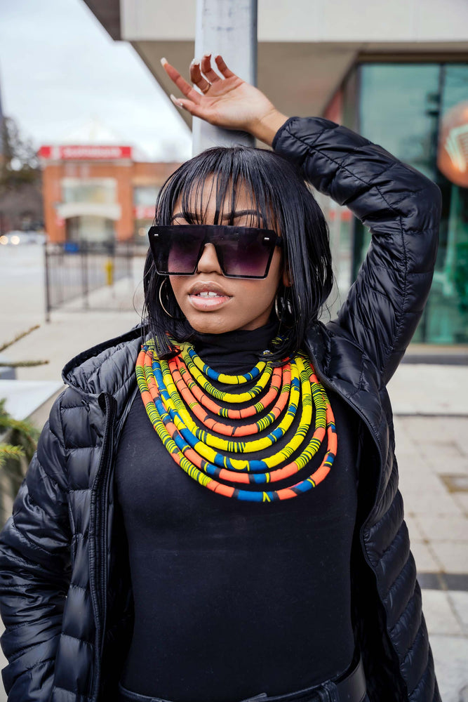 african crew necklace for women. statement necklace