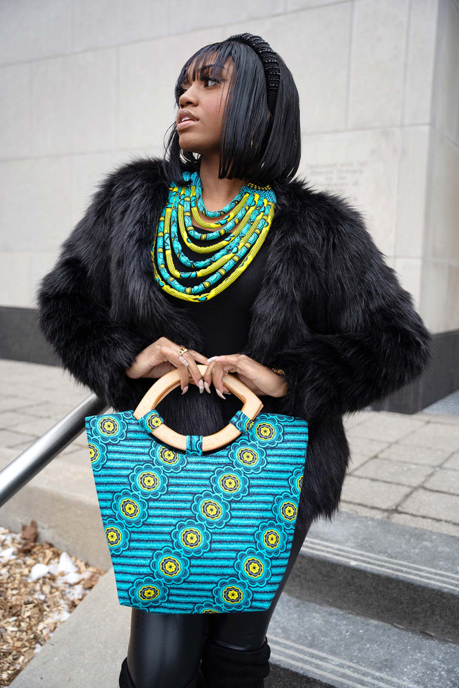 african handbag and matching african necklace