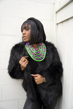 african necklace. african necklace and winter coat