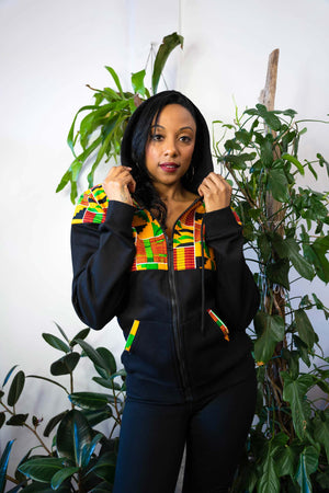 africa sweatshirt. womens zip up hoodie